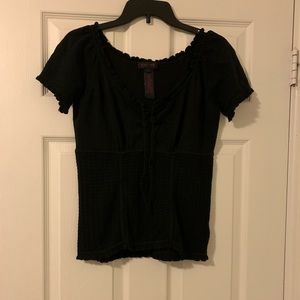Ralph Lauren Black Tie Front Top